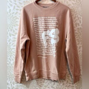 Fancy Sprinkles Women’s XL Light Pink Graffiti Print Pullover Sweatshirt Baking